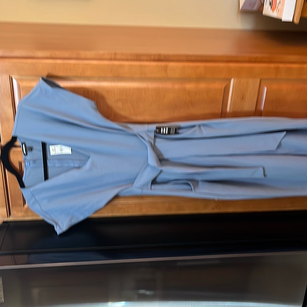 Jumpsuit, size medium. Slat blue. Straight leg.
